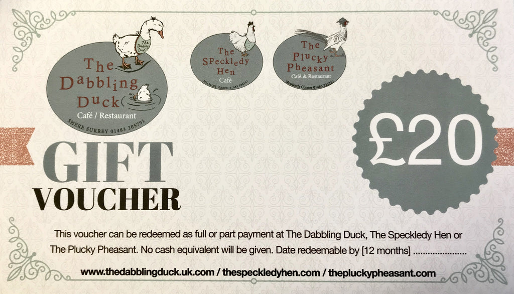 Plucky Pheasant Gift Vouchers